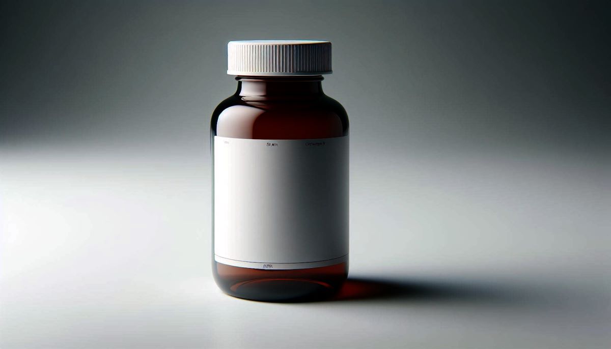 A plain bottle of NSAID pain relievers.