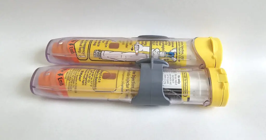 image of two EpiPen auto-injectors that were prescribed for allergies.
