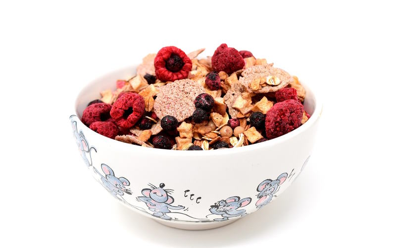 bowl of grain cereal with fruit