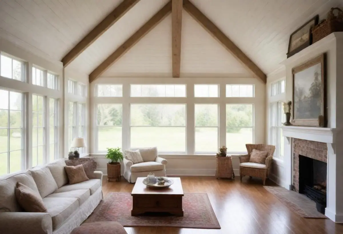 The inside of a clean, well lit home with lots of windows.