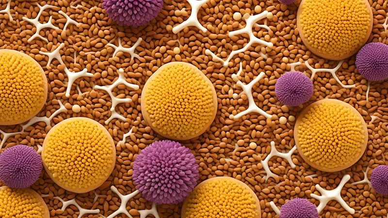 3D art showing what food allergy proteins may look like under a microscope.