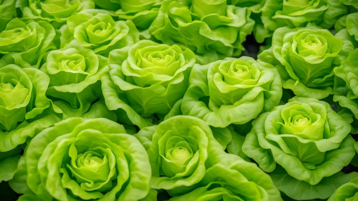 Multiple heads of lettuce that look like a bouquet of flowers.