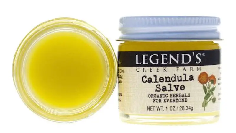 Two jars of Legend's Creek Farm® Calendula Salve. This salve is a dermatitis moisturizer and skin soother.