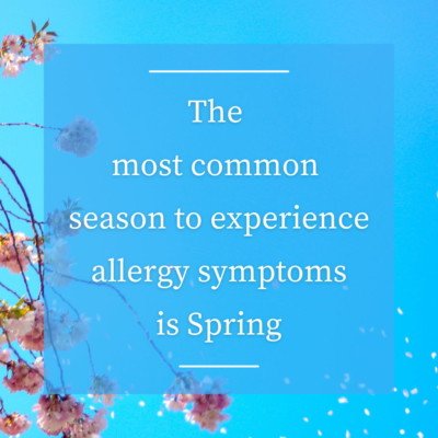 the most common season to experience allergy symptoms is Spring infographic. allergypreventions.com