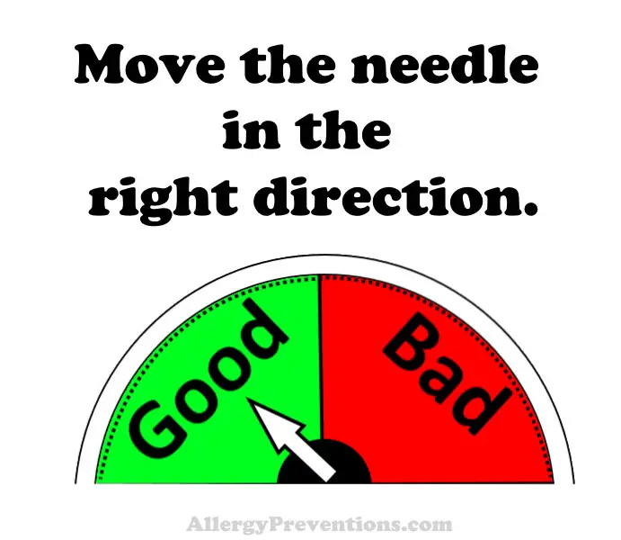 move the needle in the right direction infographic. Image of a guage that has a good (green) and bad (red) side. with the saying, "move the needle in the right direciton". 
