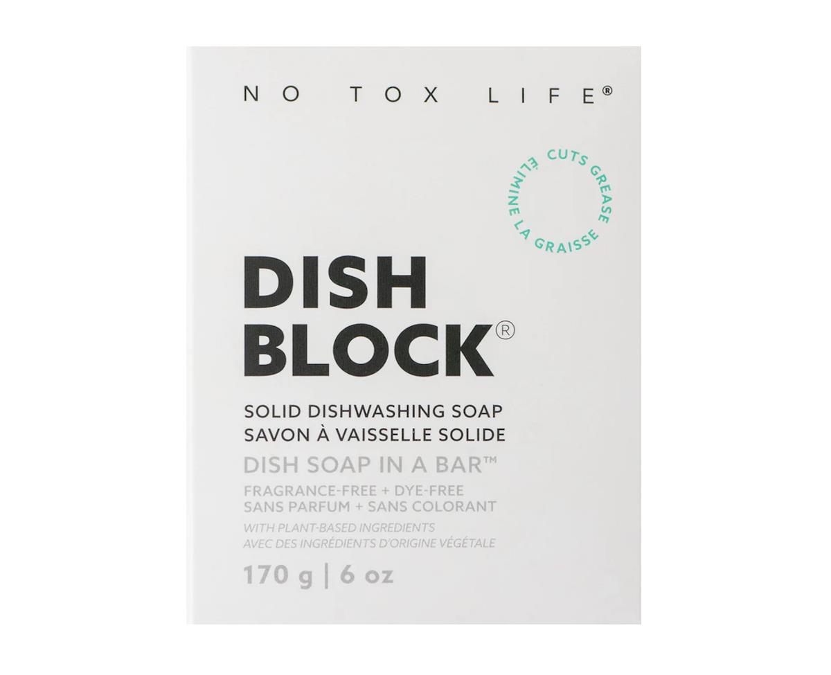 A box of No Tox Life® Dish Block® solid dishwashing soap bar.