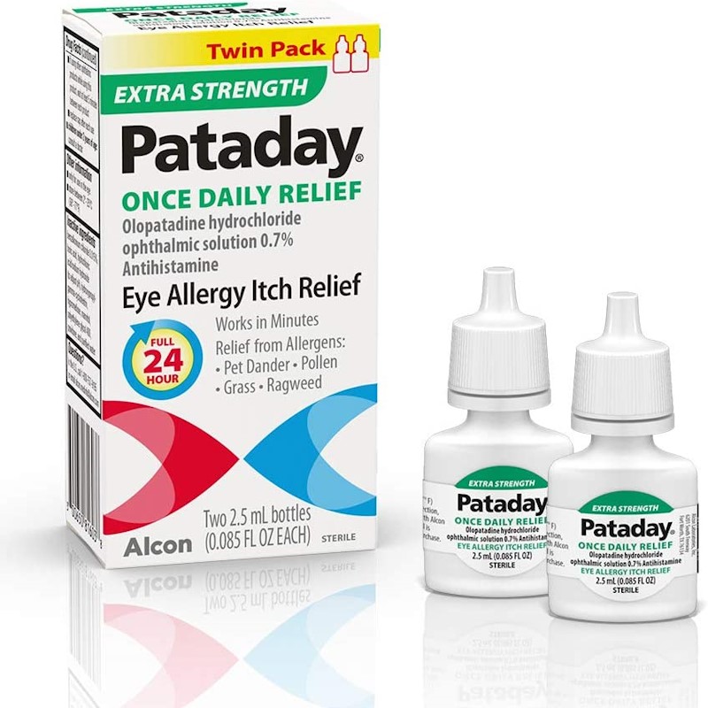 Twin pack of extra strength Pataday once daily relief eye drops. For allergy itch relief.