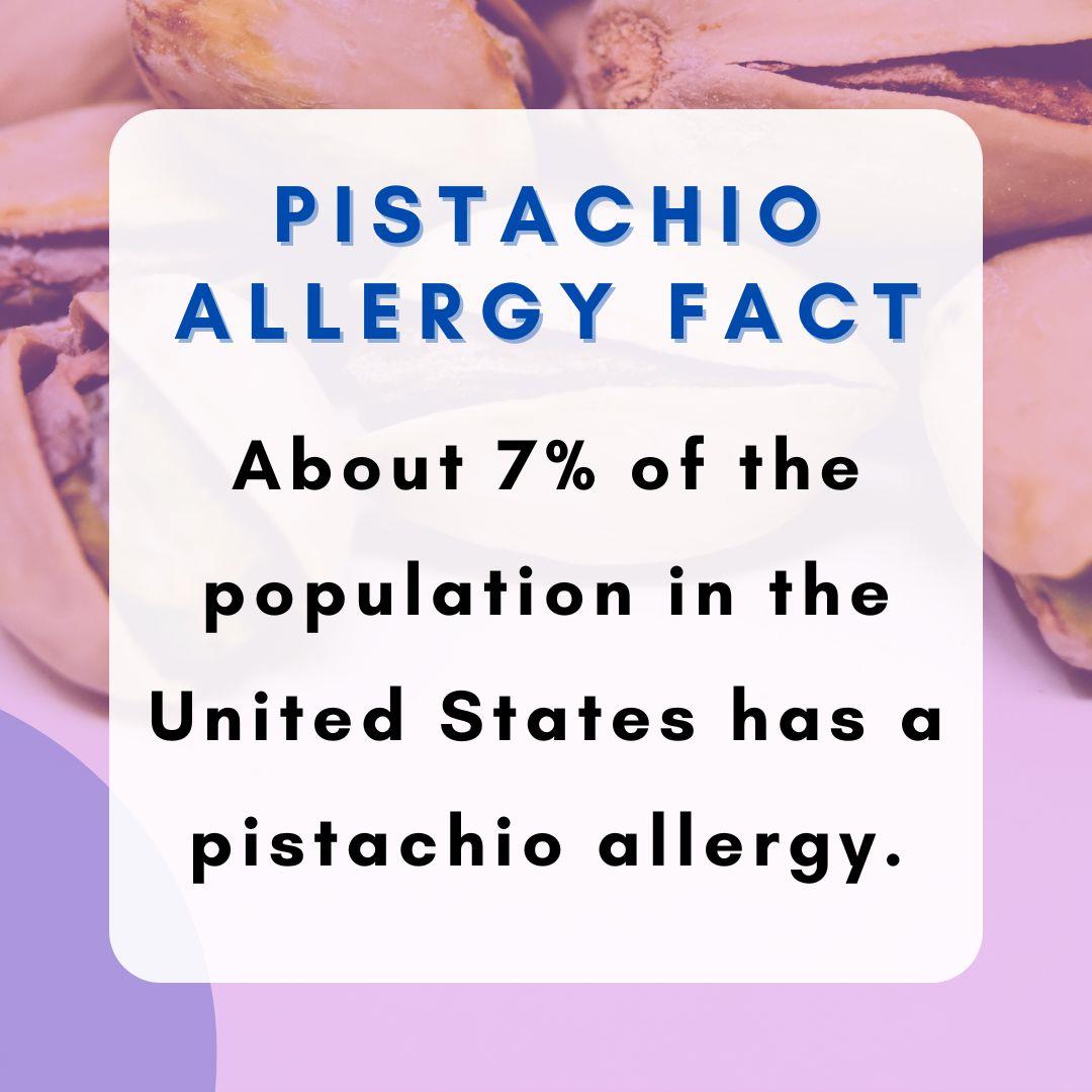 Pistachio Allergy Fact Infographic: About 7% of the population in the United States has a pistachio allergy.