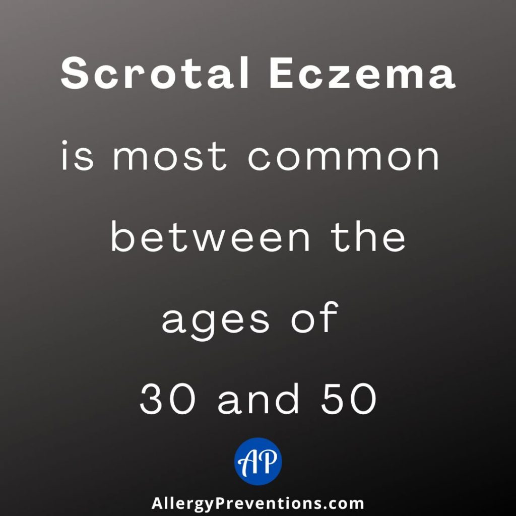 scrotal eczema fact infographic. "Scrotal Eczema is most common between the ages of 30 and 50". 