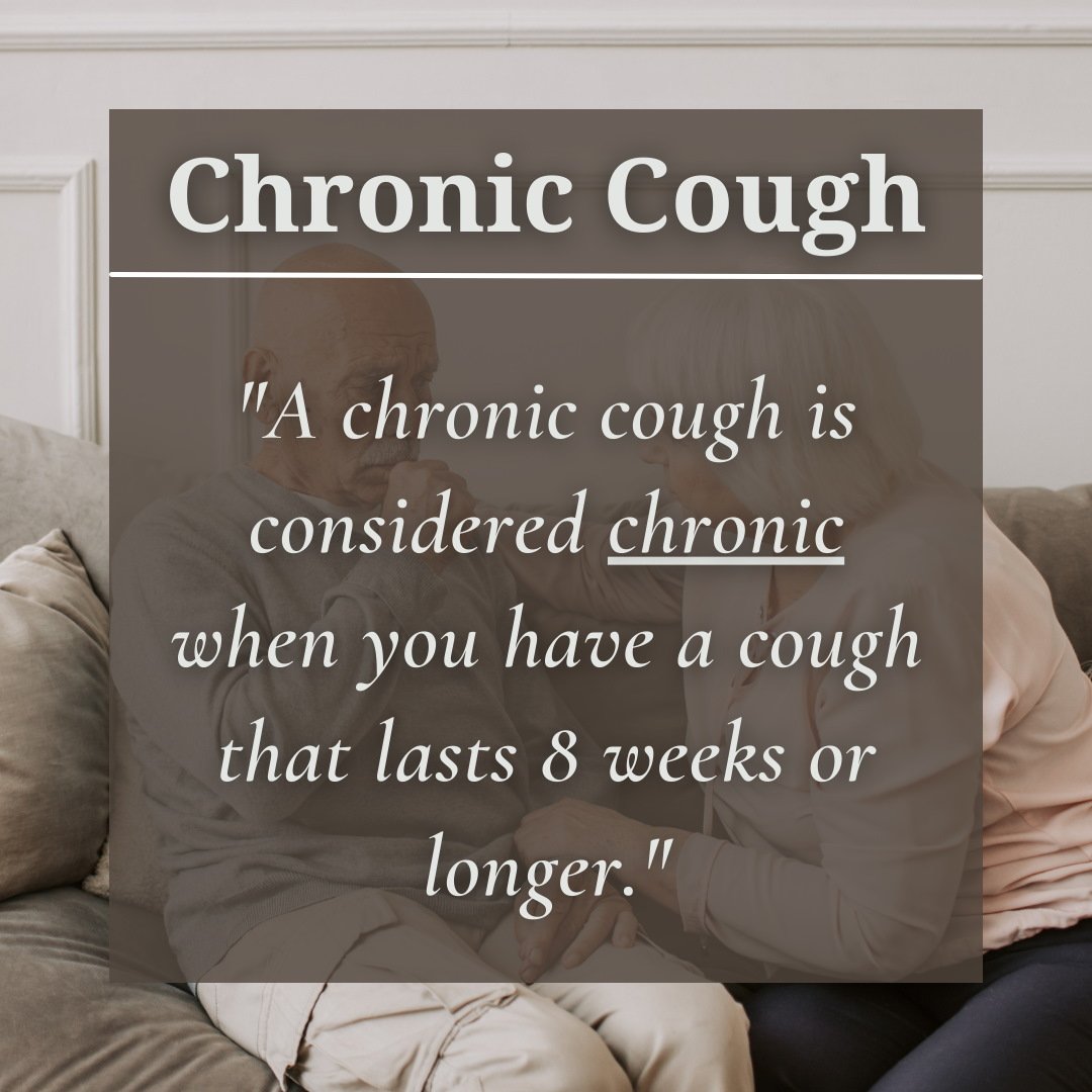 Chronic cough definition infographic - "A chronic cough is considered chronic when you have a cough that lasts 8 weeks or longer.