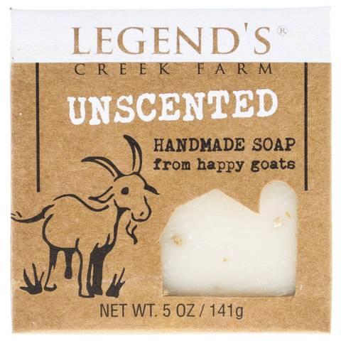 Bar of Legends Creek Farm unscented handmade soap from goat milk.