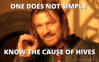 lord of the rings, one does not simply meme, captioned: One does not simply know the cause of hives