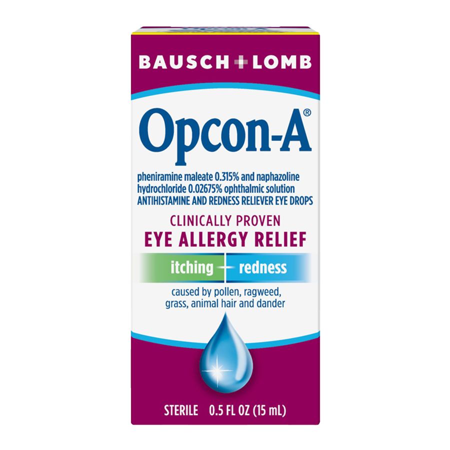 Bausch + Lomb Opcon-A OTC Eye Allergy Relief drops.