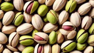 A zoomed in picture of a variety of pistachio shells.