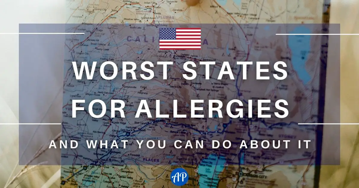 worst states for allergies and what you can do about it title page with the American Flag, and a map in the background.